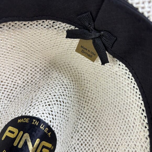 Vintage 90s PING Golf Black Karsten Men's Straw Panama Sun Hat Cap USA Small - Picture 11 of 11